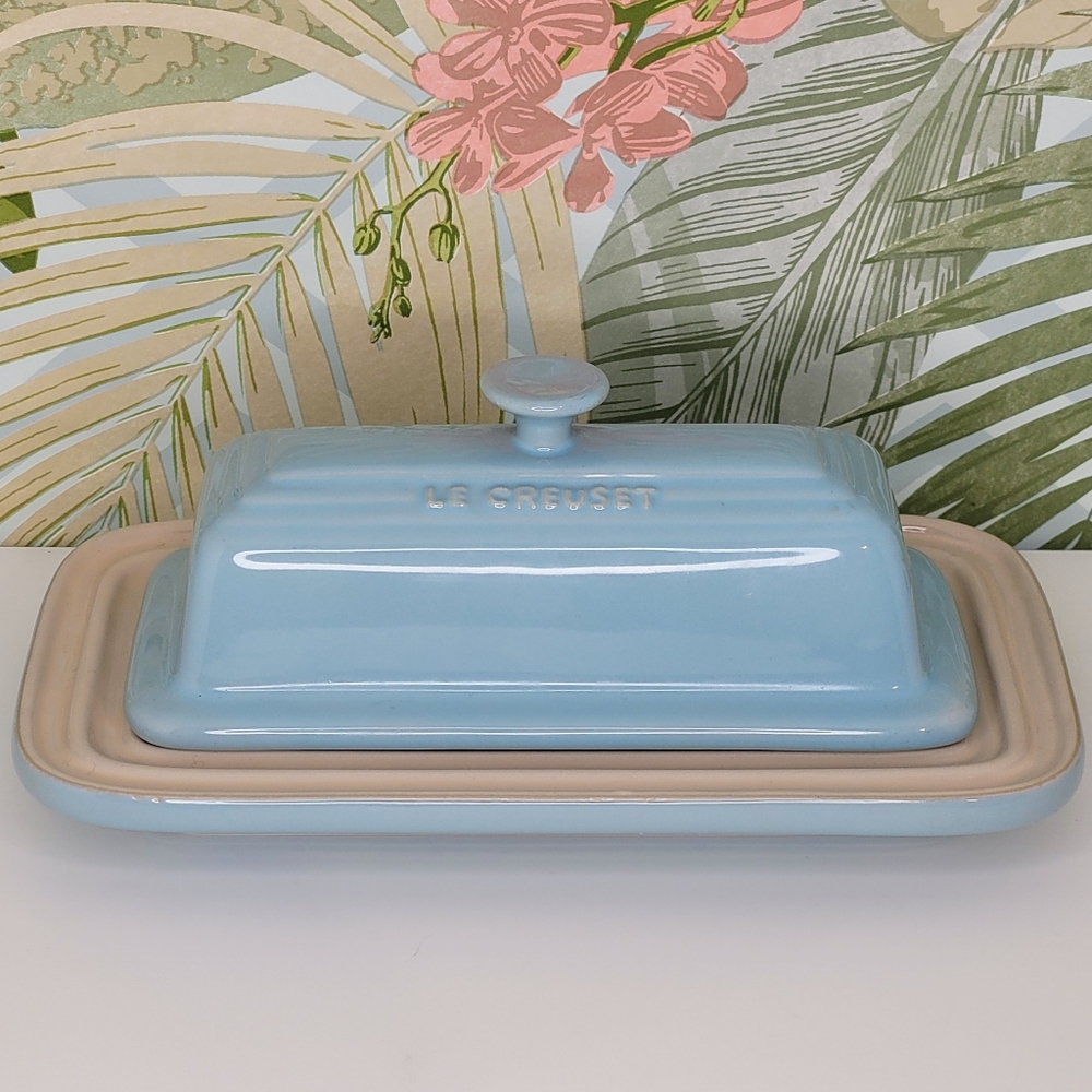 Retired Le Creuset Coastal Blue Butter Dish